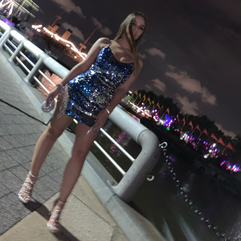 Sequin Crystal Detail Party Dress